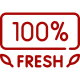 Red neon "100% Fresh" sign.